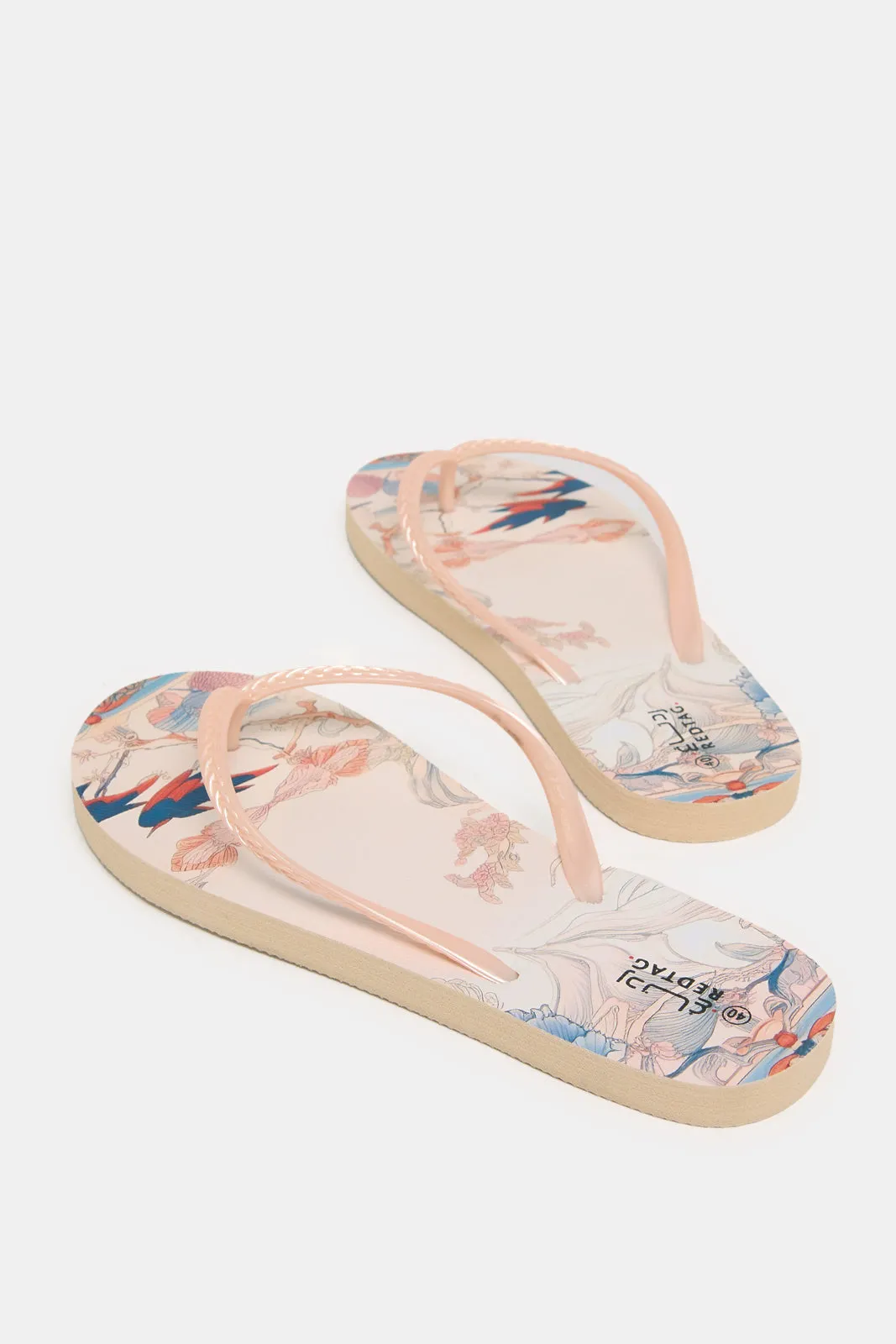 Women Pink Floral Flip Flop