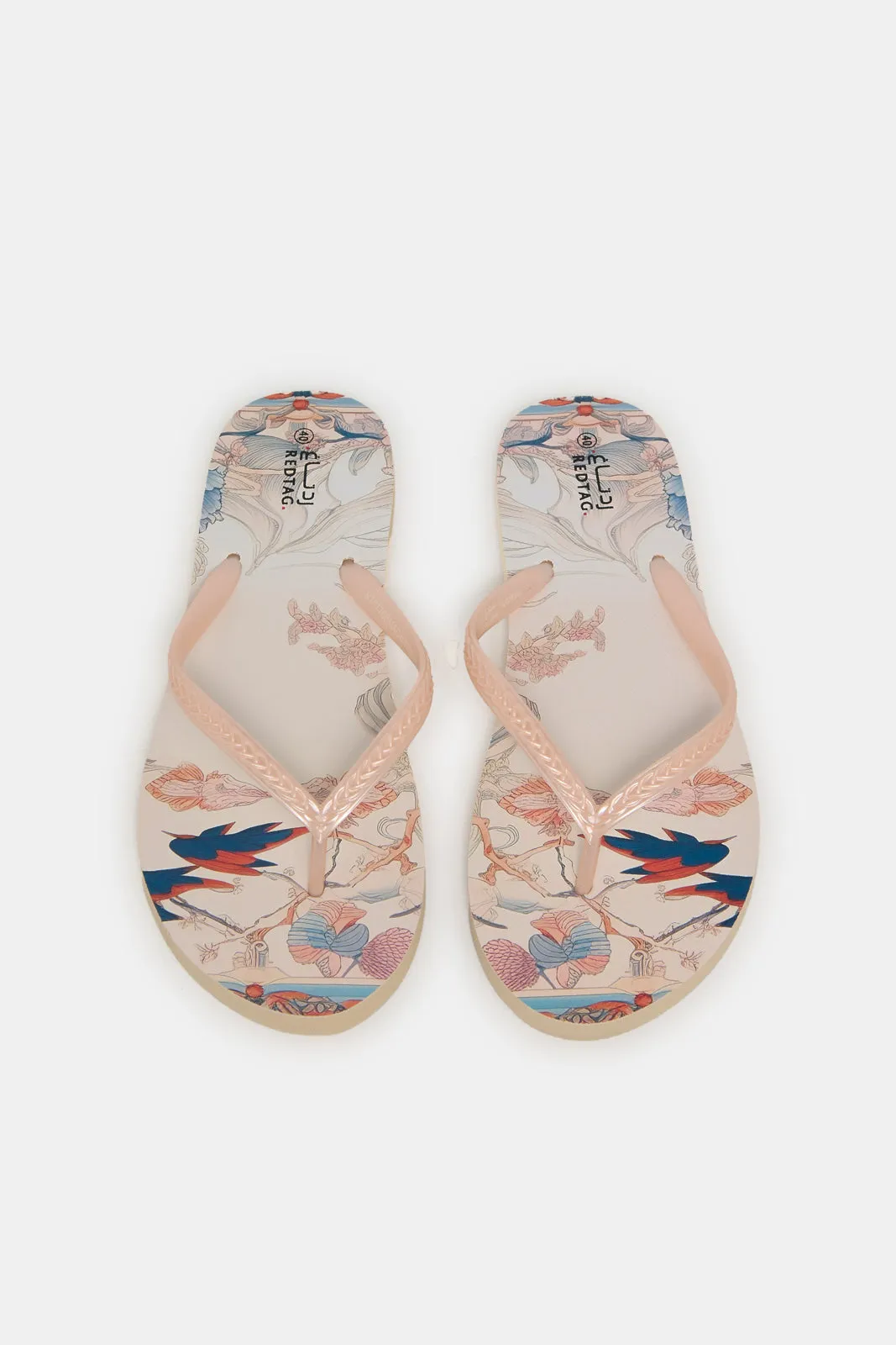 Women Pink Floral Flip Flop