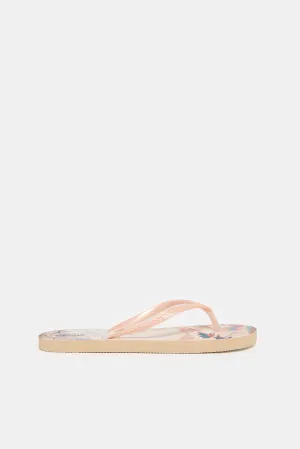Women Pink Floral Flip Flop