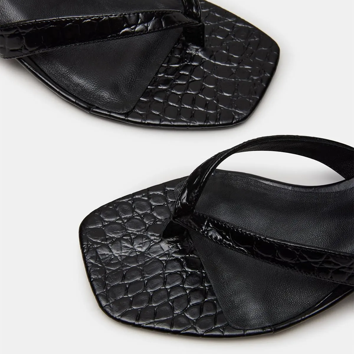 Women Stylish Open Square Toe Flip Flops Slip On Kitten Low Heeled Sandals Crocodile Print Party Dress Indoor Shoes Size 4-16 US