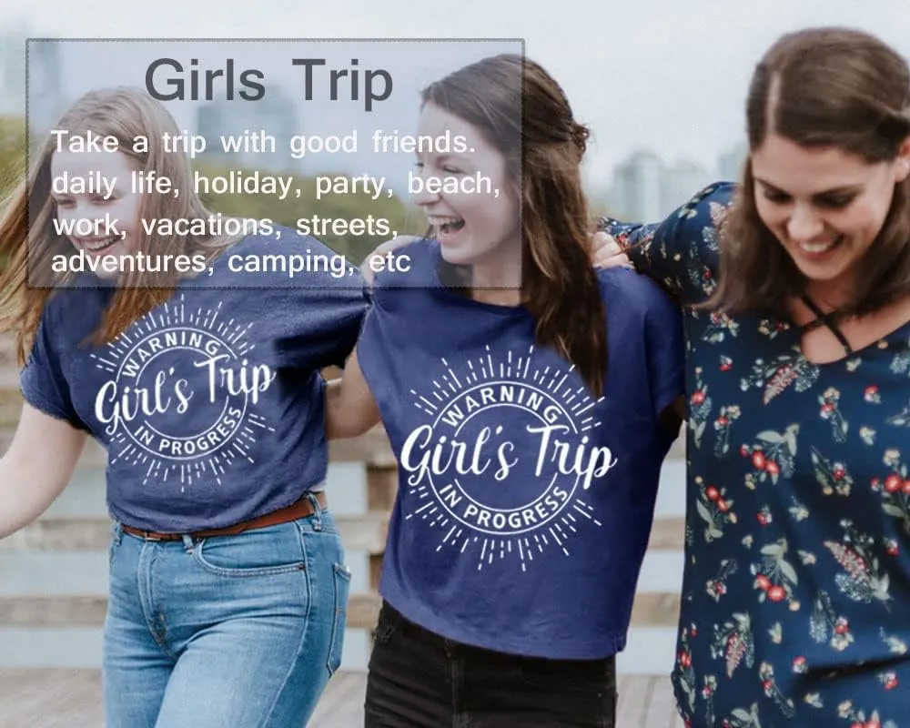 Women Vacation Tank Tops Summer Warning Girls Trip in Progress Shirts Letter Printed Graphic Sleeveless Tee