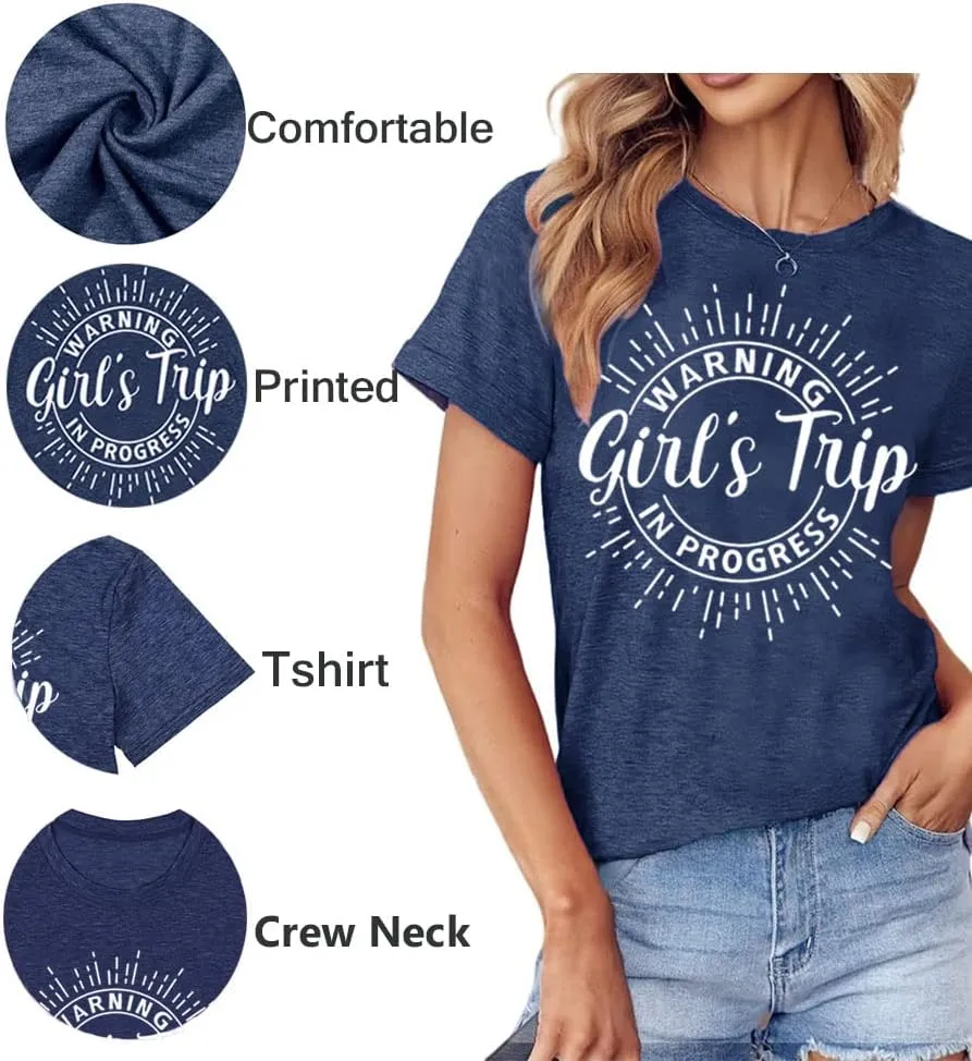 Women Vacation Tank Tops Summer Warning Girls Trip in Progress Shirts Letter Printed Graphic Sleeveless Tee