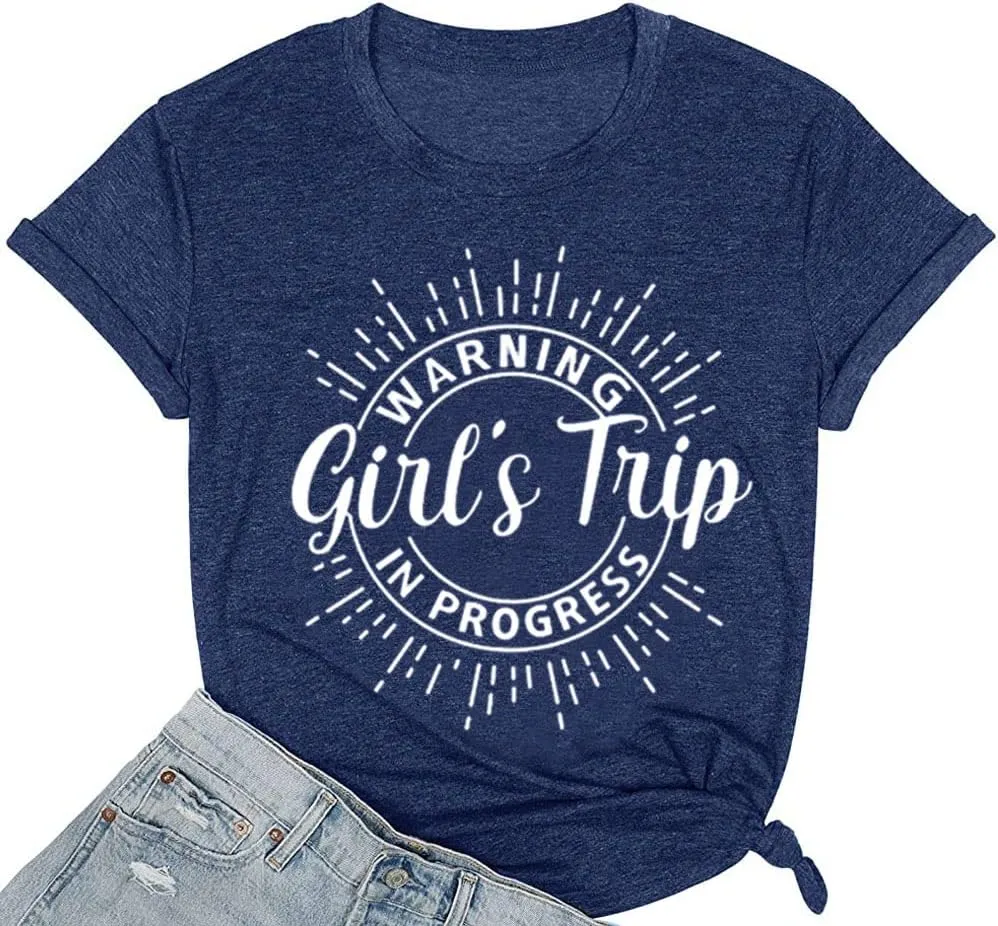 Women Vacation Tank Tops Summer Warning Girls Trip in Progress Shirts Letter Printed Graphic Sleeveless Tee