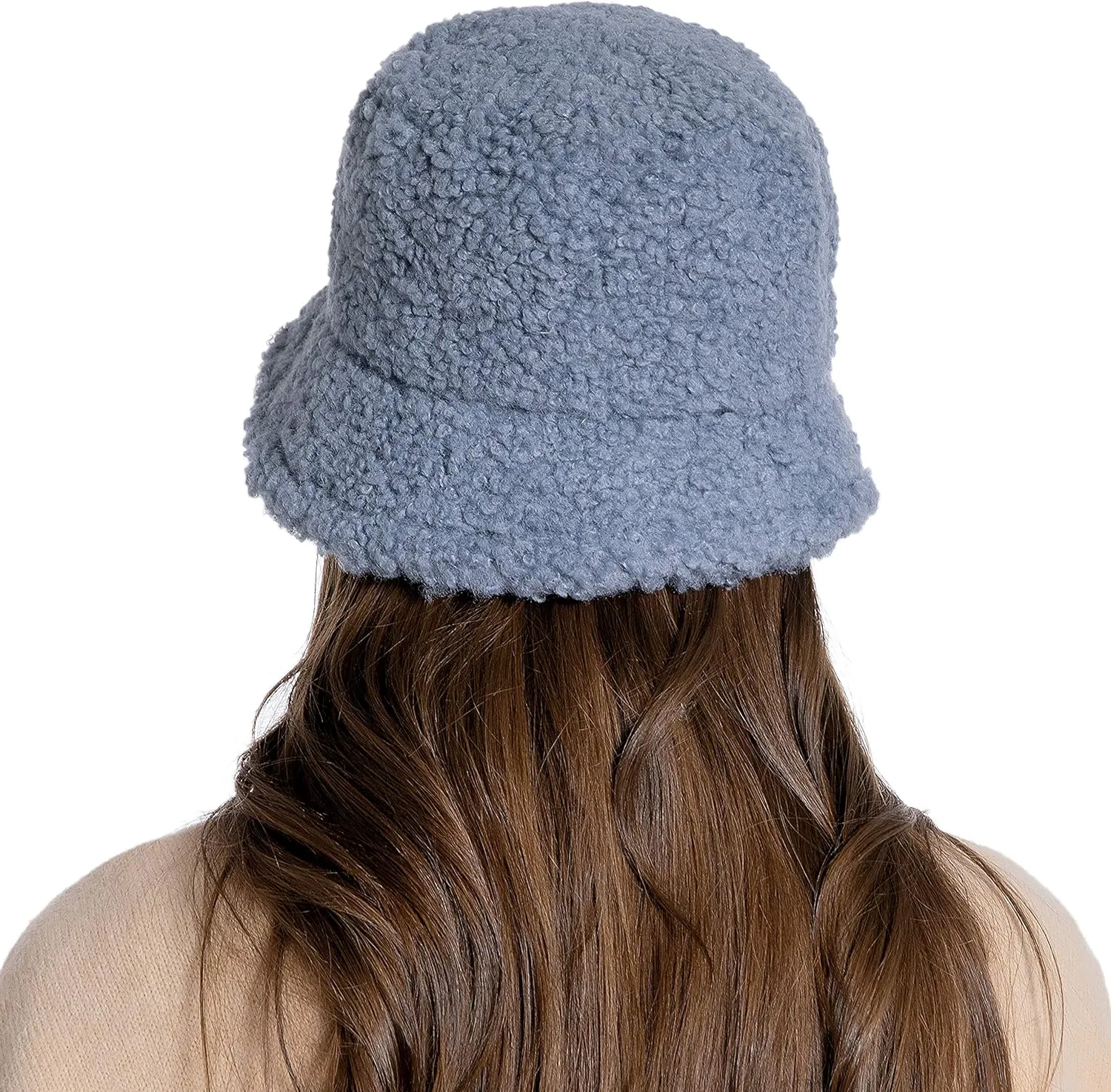 Women Winter Bucket Hat Warm Hats Cloche Faux Fur Fisherman Cap
