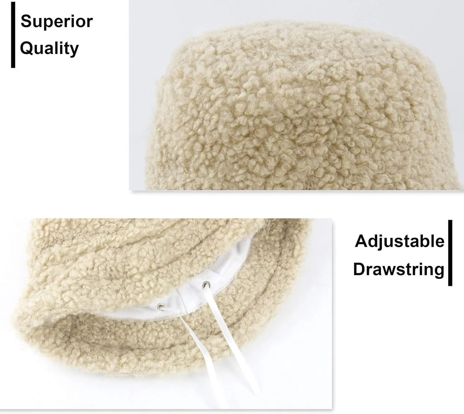 Women Winter Bucket Hat Warm Hats Cloche Faux Fur Fisherman Cap