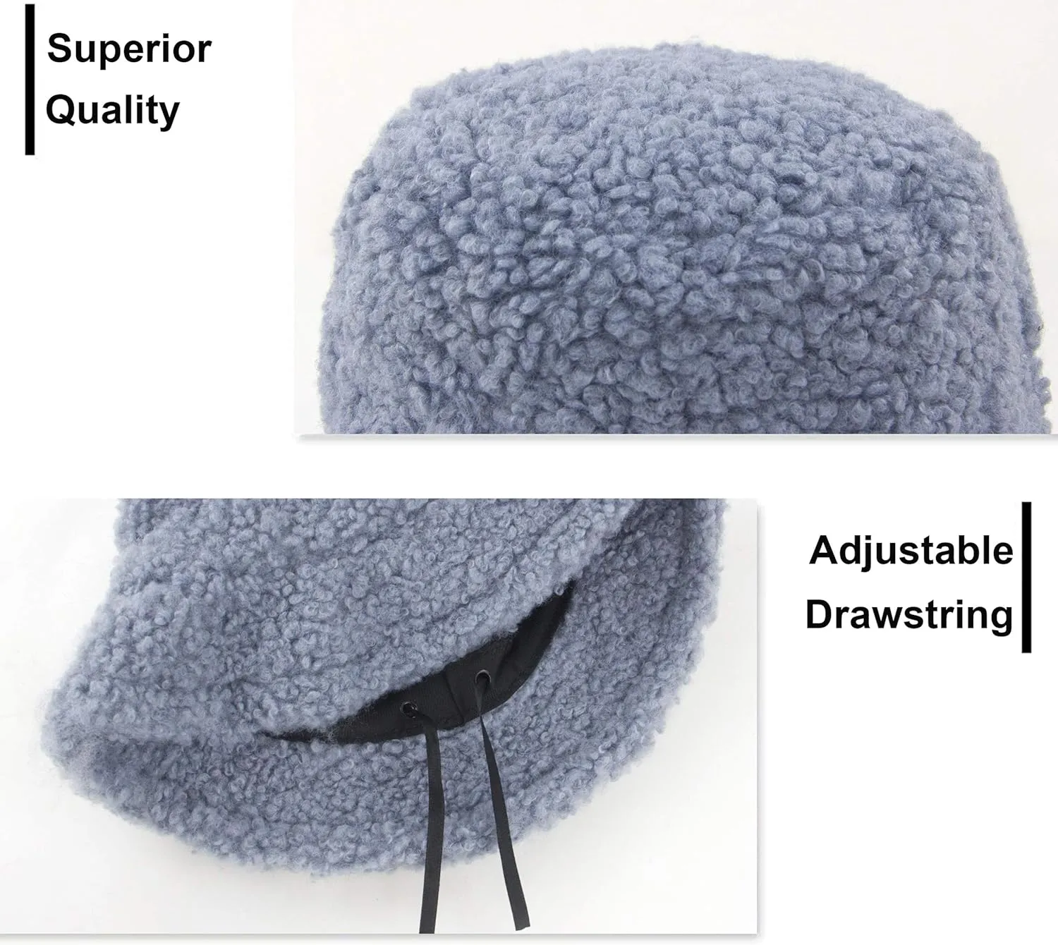 Women Winter Bucket Hat Warm Hats Cloche Faux Fur Fisherman Cap