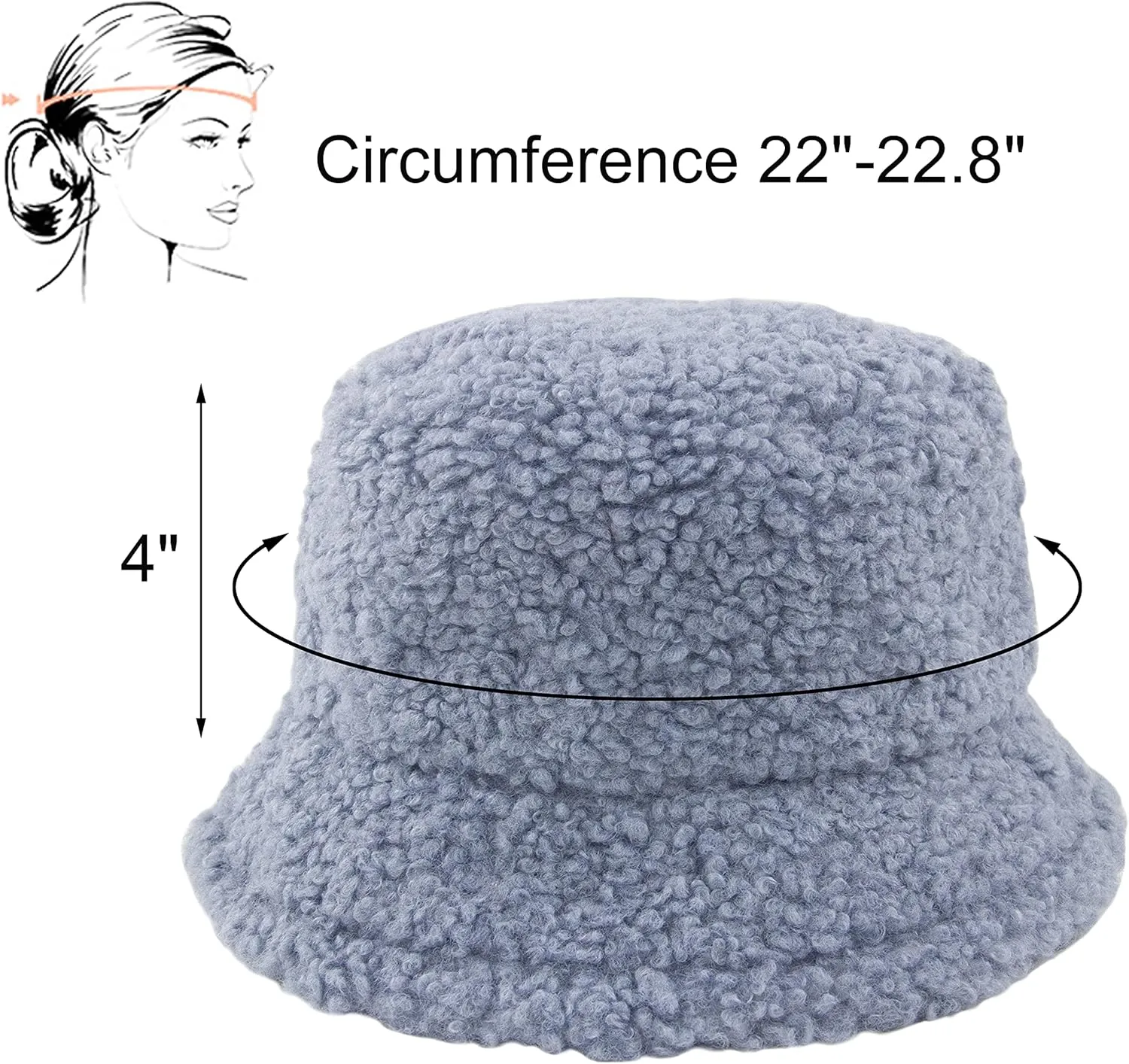Women Winter Bucket Hat Warm Hats Cloche Faux Fur Fisherman Cap