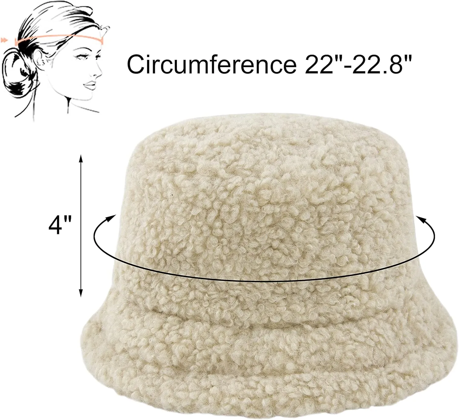 Women Winter Bucket Hat Warm Hats Cloche Faux Fur Fisherman Cap