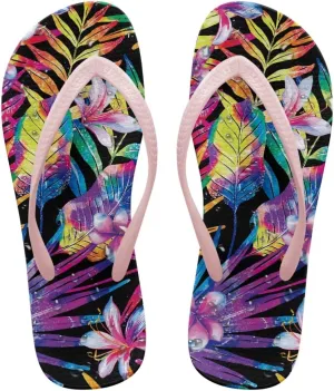 Women's Beach Flip-Flops Tropical Style Lightweight Thong Sandals with EVA Sole Non-Slip Pool Shower Slippers