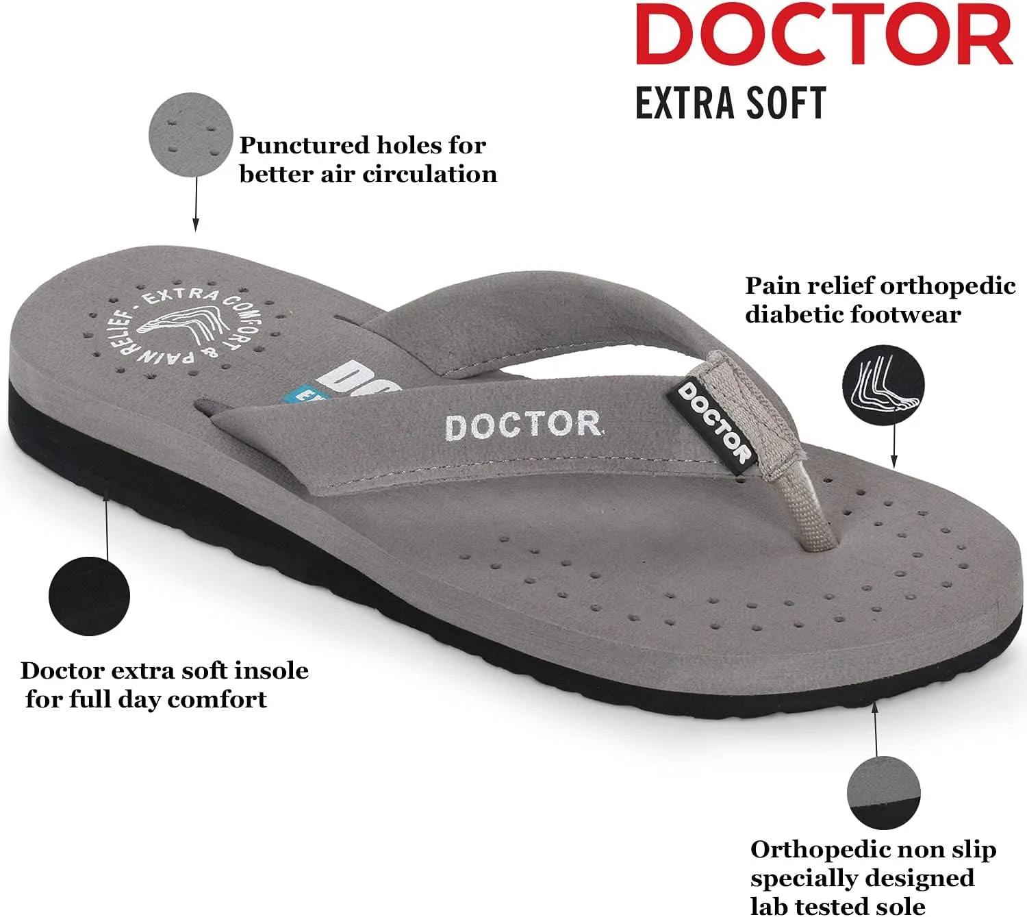 Women's Care Orthopaedic Diabetic Comfortable MCR Flip-Flop Slippers D-16