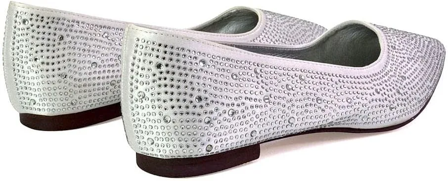 Womens Flat Shoes Ladies Wedding Slip On Point Toe Ballet Pumps