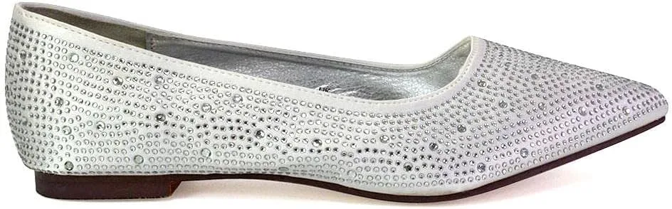 Womens Flat Shoes Ladies Wedding Slip On Point Toe Ballet Pumps