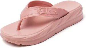 Women’s Flip Flops Arch Support Mid Platform Sandals Wedge Flip Flop Thong Slippers Chunky Slide Sandals