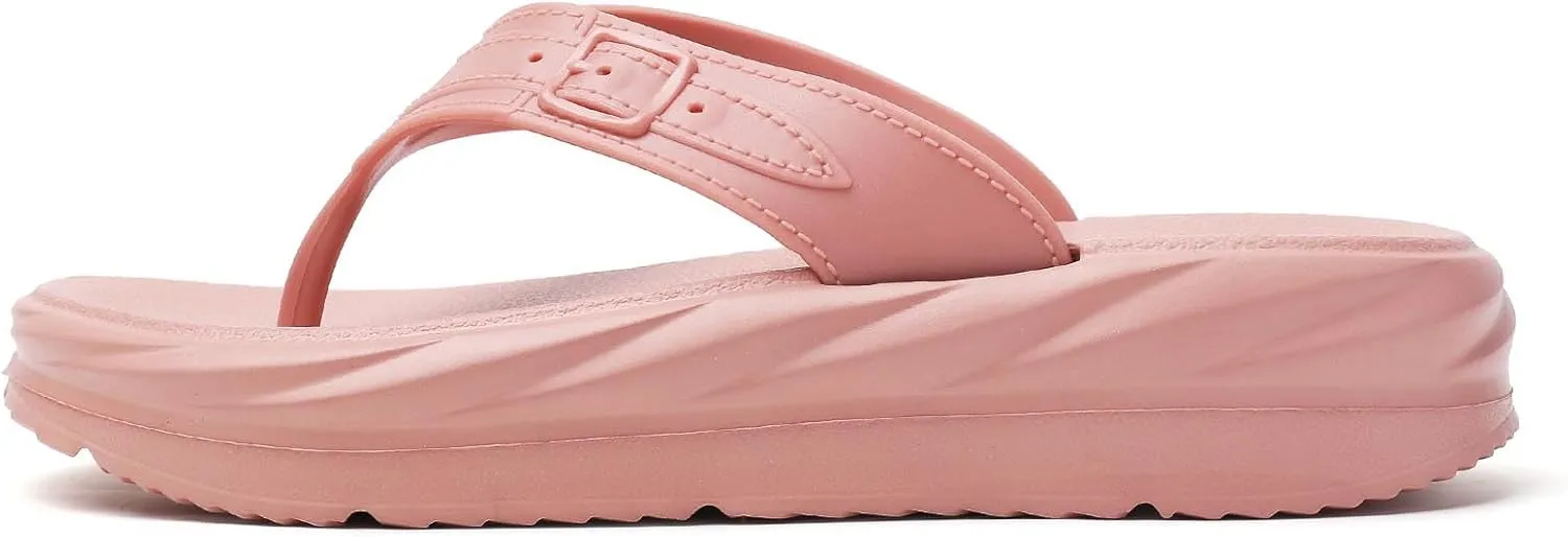 Women’s Flip Flops Arch Support Mid Platform Sandals Wedge Flip Flop Thong Slippers Chunky Slide Sandals