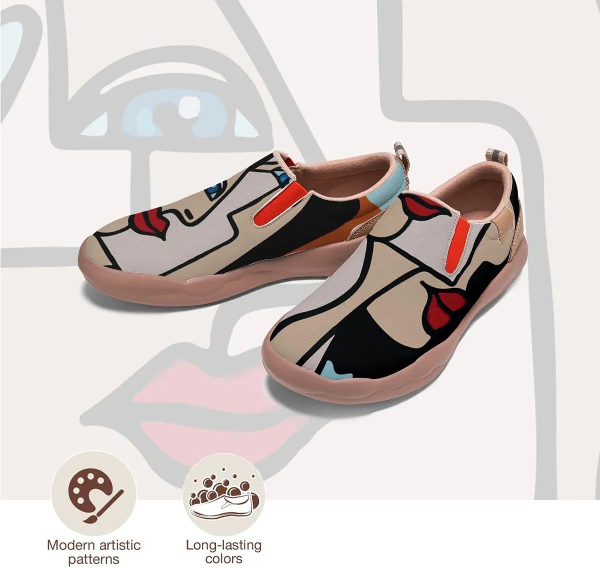 Womens Painted Travel Shoes - Loafers Abstract Art Flat Shoe Slip On Fashion Sneaker Ladies Casual Walking Shoes