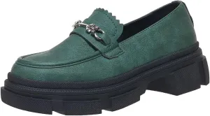 Womens Platform Loafers Fashion Platform Chunky Slip On Dressy Shoes Vintage Business Office Work Loafers