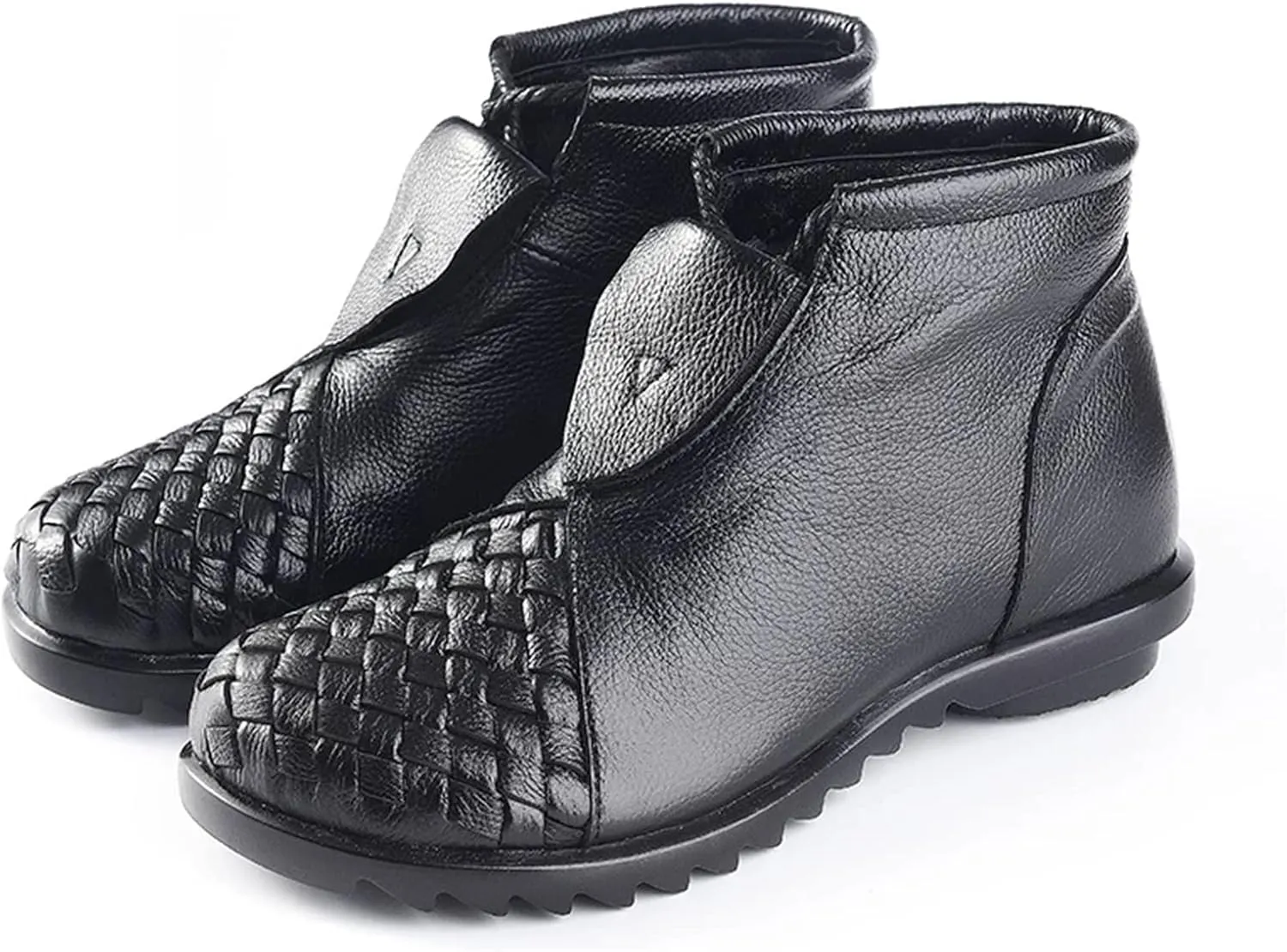 Womens Shoes Boots Flat Boots Soft Cowhide Women Shoes Front Zip Ankle Boots