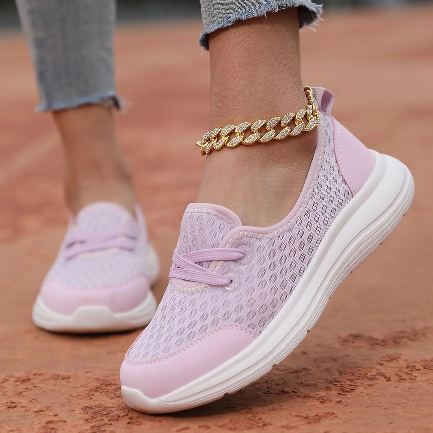 Women's Sneakers Lightweight Slip On Sport Shoes Arch Support Orthopedic Shoes Slip-On Walking Shoes Flat Loafer
