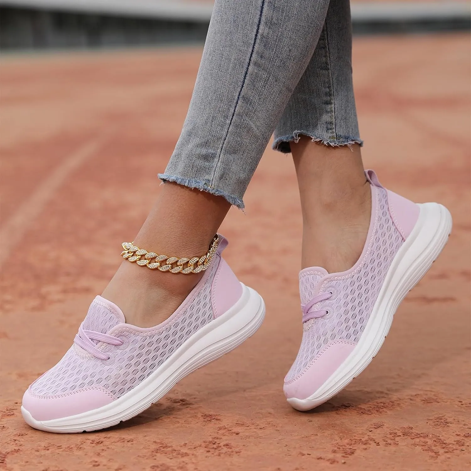 Women's Sneakers Lightweight Slip On Sport Shoes Arch Support Orthopedic Shoes Slip-On Walking Shoes Flat Loafer