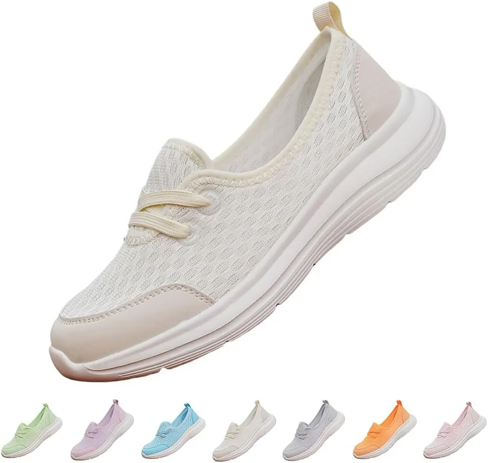 Women's Soft Sole Mesh Comfort Orthopedic Shoes，Spring and Summer Low-Top Casual Slip-On Flat Walking Shoes.