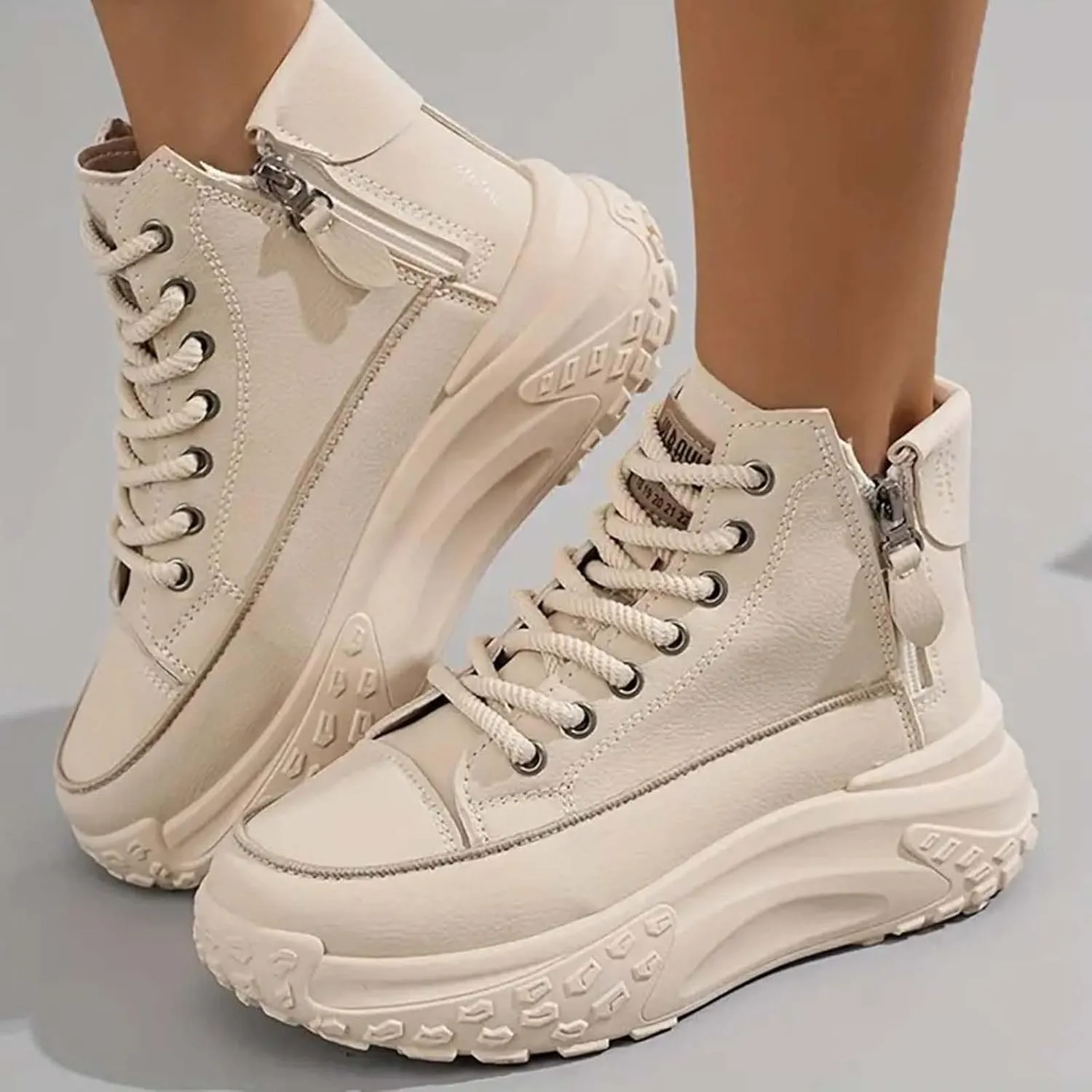 Women's Thick Sole Fashionable Round Toe Casual Shoes Women's Air 1 Crater Casual Shoes Height Increasing Lady Flip Flop