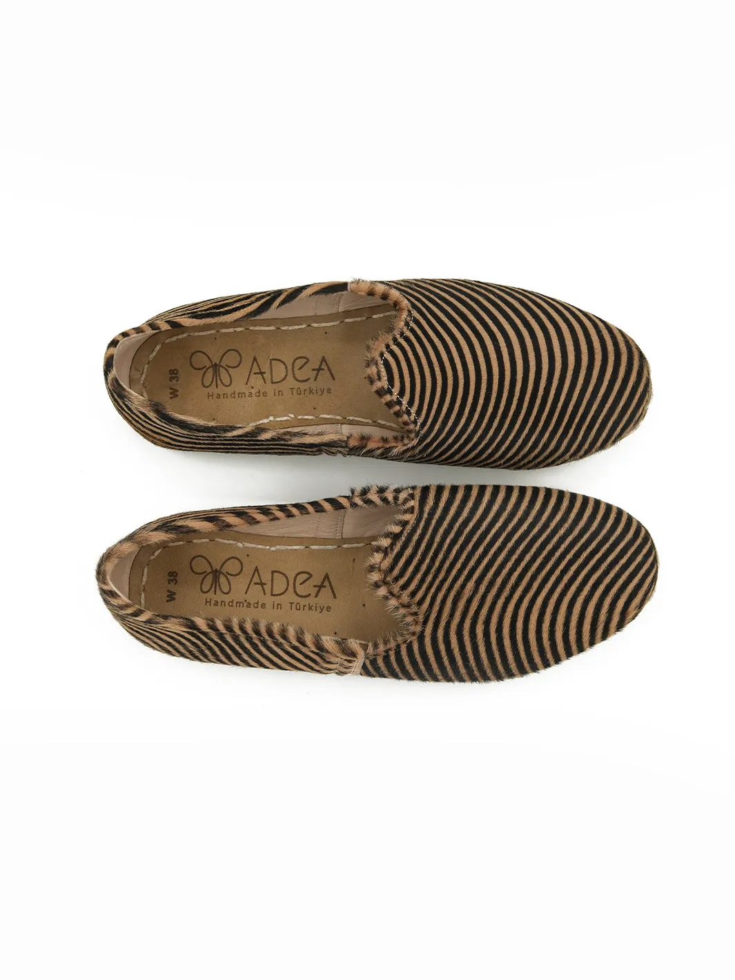 Women's Zebra Slip On Shoes - Hair On Leather