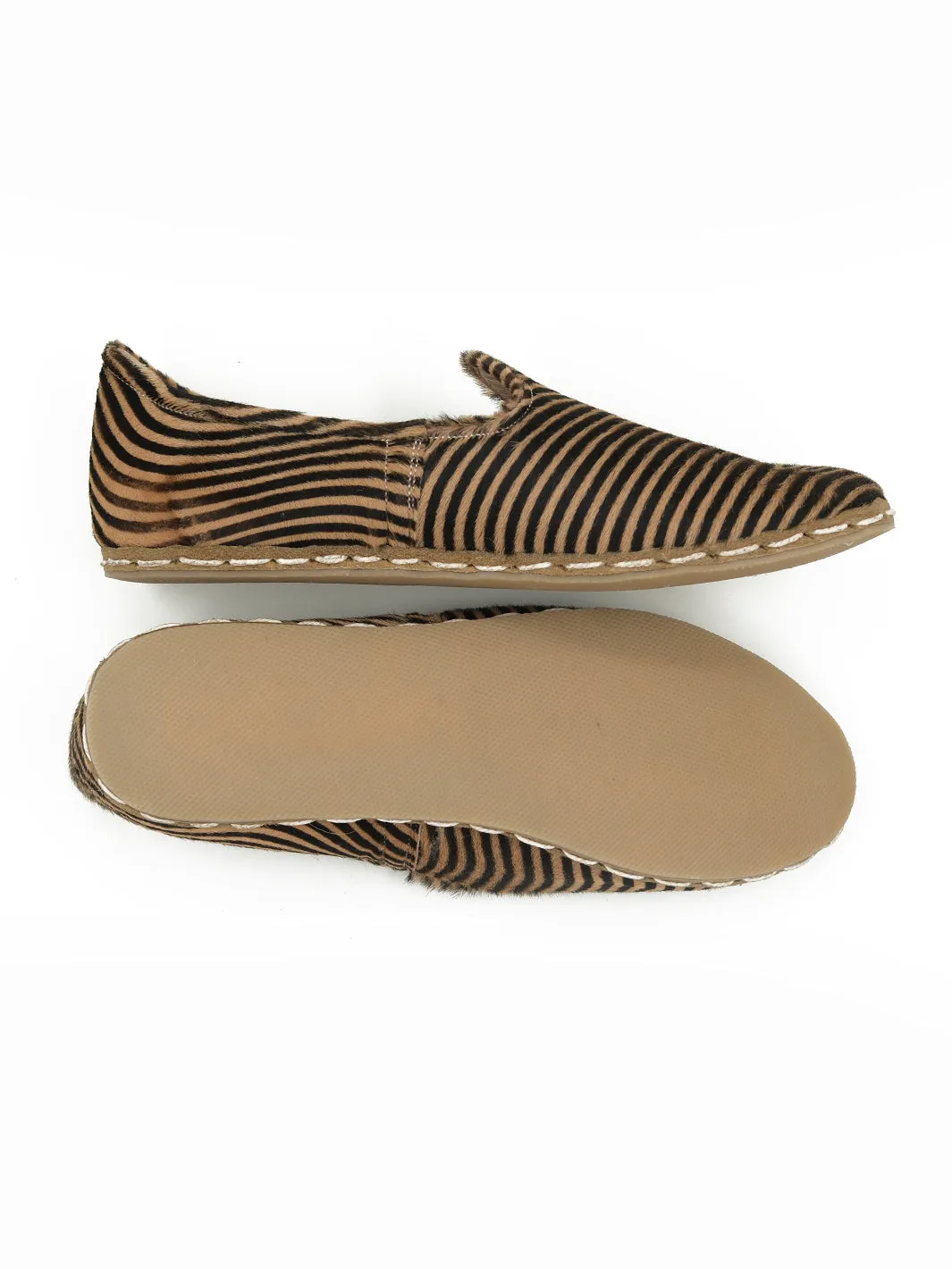 Women's Zebra Slip On Shoes - Hair On Leather