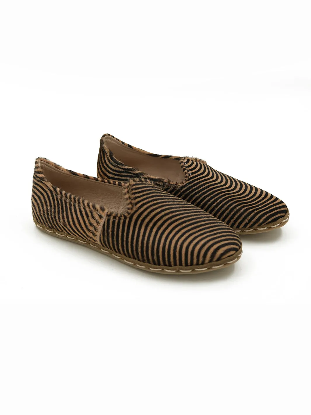 Women's Zebra Slip On Shoes - Hair On Leather