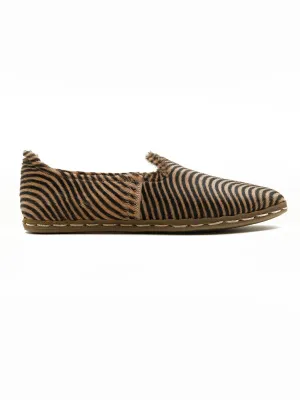 Women's Zebra Slip On Shoes - Hair On Leather
