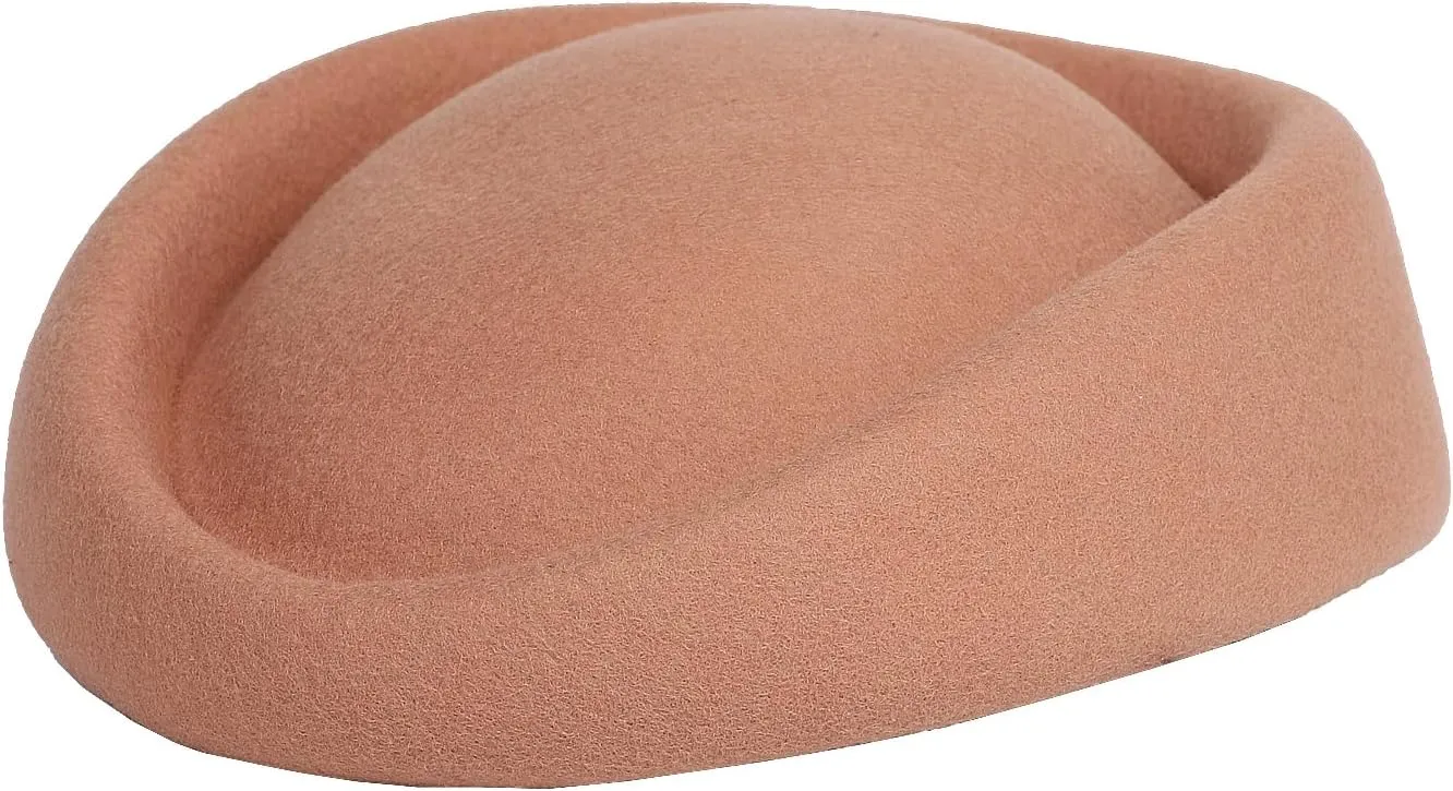 Wool Felt Beret Derby Fascinator Hats for Women Ladies Church Tea Party Formal Wedding Pillbox Hat