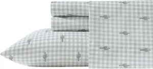 Wrangler - Queen Sheet Set, Super Soft & Cozy Bedding with Matching Sham(s), Casual Luxurious Bedding Set, Yellowstone Inspired, Oeko-Tex Certified (Cactus Gingham Green, Queen)