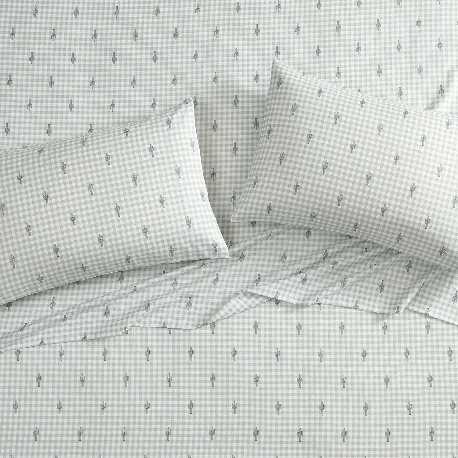 Wrangler - Queen Sheet Set, Super Soft & Cozy Bedding with Matching Sham(s), Casual Luxurious Bedding Set, Yellowstone Inspired, Oeko-Tex Certified (Cactus Gingham Green, Queen)