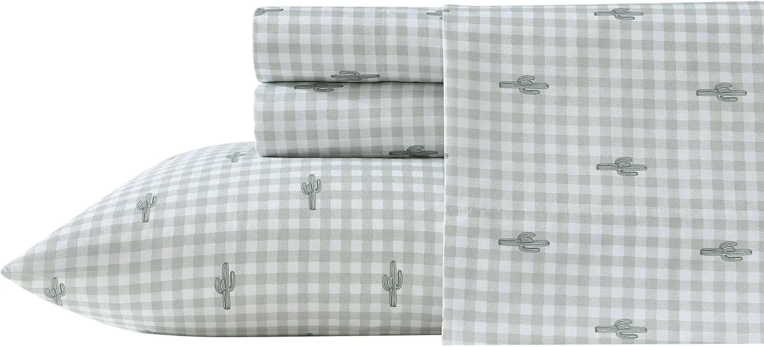 Wrangler - Queen Sheet Set, Super Soft & Cozy Bedding with Matching Sham(s), Casual Luxurious Bedding Set, Yellowstone Inspired, Oeko-Tex Certified (Cactus Gingham Green, Queen)