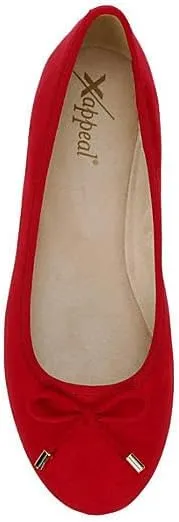 XAPPEAL Cailin - Women's Slip-On Round Toe Bow Accented Dress Ballet Flats