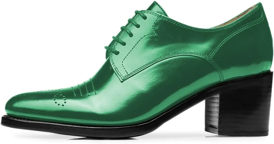 YDN Women's Closed Toe Lace Up Oxfords Chunky Mid Heels Pumps Working Professional Derby Shoes Size 4-16 US