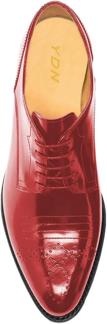 YDN Women's Closed Toe Lace Up Oxfords Chunky Mid Heels Pumps Working Professional Derby Shoes Size 4-16 US