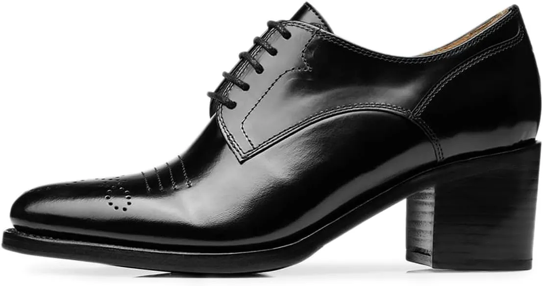 YDN Women's Closed Toe Lace Up Oxfords Chunky Mid Heels Pumps Working Professional Derby Shoes Size 4-16 US