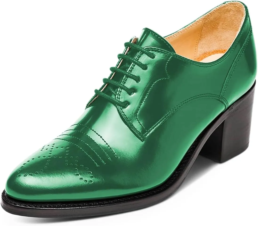 YDN Women's Closed Toe Lace Up Oxfords Chunky Mid Heels Pumps Working Professional Derby Shoes Size 4-16 US
