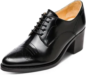 YDN Women's Closed Toe Lace Up Oxfords Chunky Mid Heels Pumps Working Professional Derby Shoes Size 4-16 US