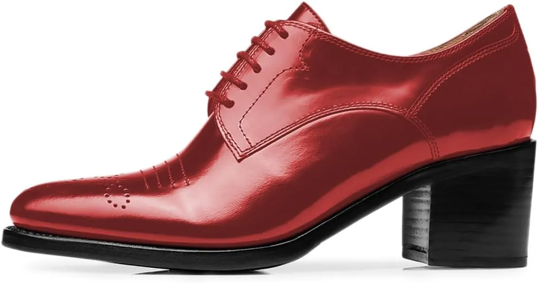 YDN Women's Closed Toe Lace Up Oxfords Chunky Mid Heels Pumps Working Professional Derby Shoes Size 4-16 US