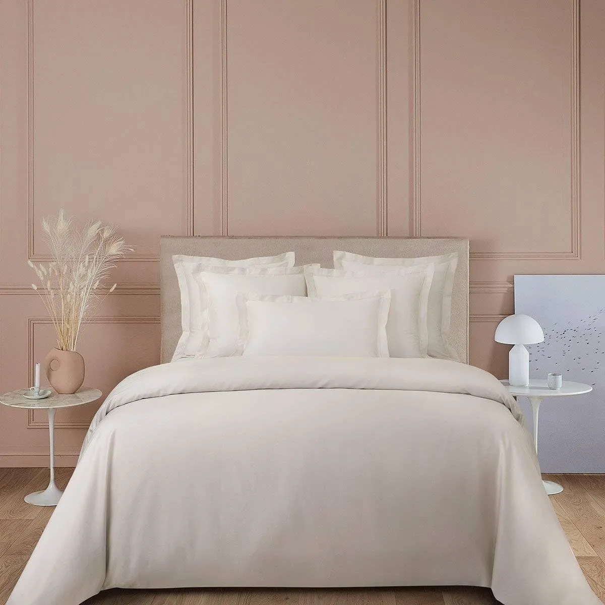 Yves Delorme Triomphe Nacre (Ivory) Standard 21 x 32 in Pillowcase - Extra Soft and Warm Luxury Sheets, 100% Natural Organic French Bed Linens - Breathable and Durable