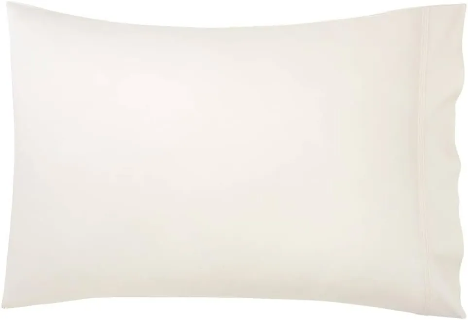 Yves Delorme Triomphe Nacre (Ivory) Standard 21 x 32 in Pillowcase - Extra Soft and Warm Luxury Sheets, 100% Natural Organic French Bed Linens - Breathable and Durable