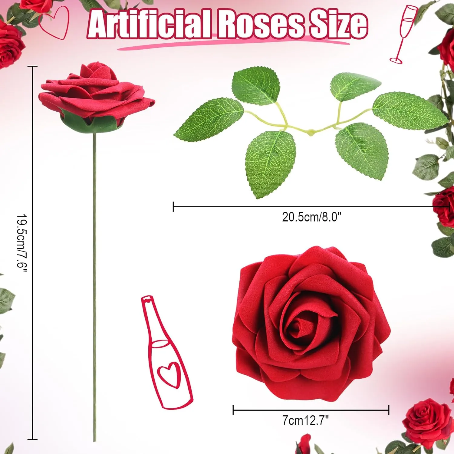 Zhehao 39 Pcs Mint Julep Cups with Artificial Roses 12oz Stainless Steel Cocktail Glasses Beaded Trim Border Derby Cups for Table Centerpiece Horse Racing Derby Party Decoration (Sliver)