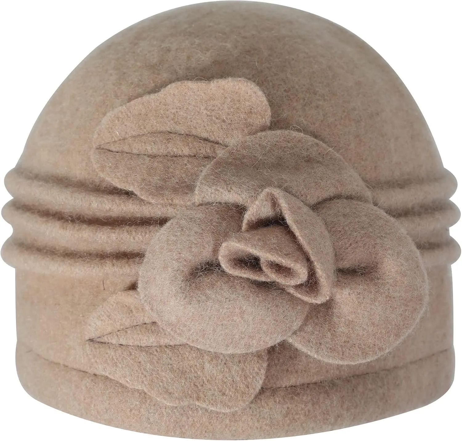 ZLYC Women Wool Cloche Bucket Hat 1920s Vintage Dress Winter Hats with Flower Accent