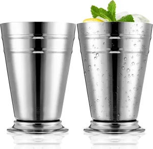 ZOOFOX 2 Pack Mint Julep Cups, Stainless Steel Cups for Cocktail, 12 oz Vintage Metal Drinking Glasses for Derby Party Supplies, Home, Restaurant, Outdoors, Camping